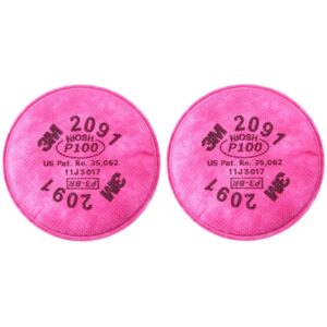 3M 2091 P100 Particulate Filter, Pink, 3 Pairs