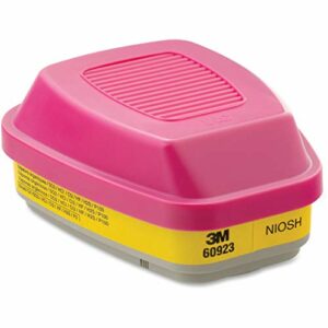 3M P100 Respirator Cartridge/Filter 60923, 1 Pair, Helps Protect Against Organic Vapors, Acid Gases, and Particulates,Magenta, Yellow