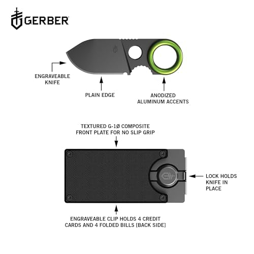 Gerber Gear GDC Money Clip with Pocket Knife - Fixed Blade Knife and Case - EDC Gear and Equipment Stocking Stuffers - Stainless Steel - Image 7